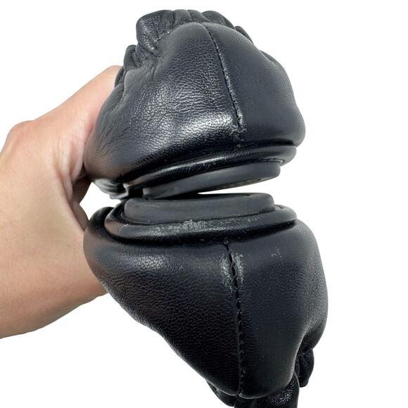 Tory Burch Minnie Travel Flats Black Leather Tonal Logo Ballet Shoes Size 7 - Picture 8 of 9